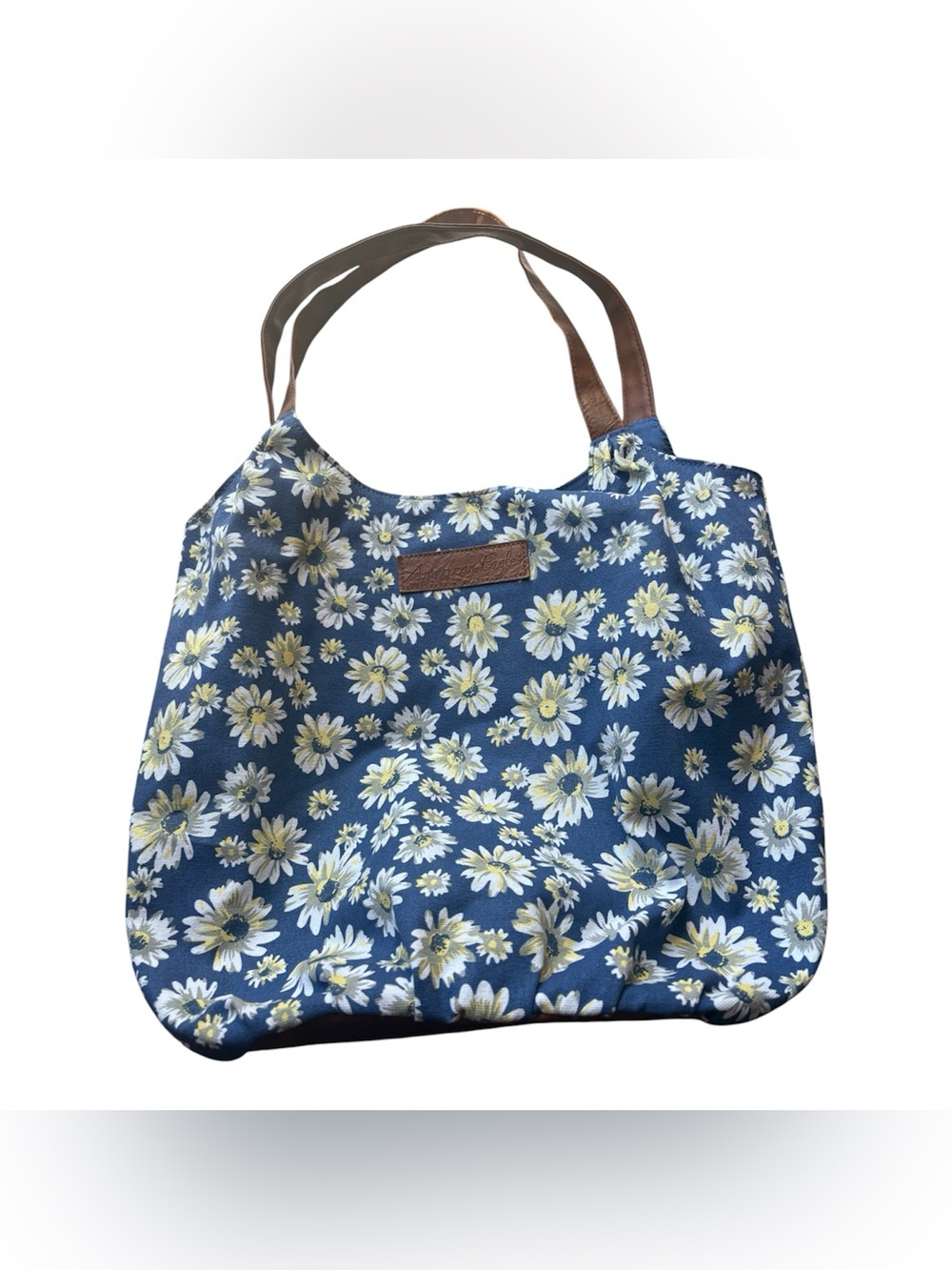 American Eagle Blue Daisy Floral Canvas Tote Bag